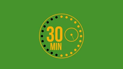 30 minute timer animation, with a green screen background. 库存影片 344949253