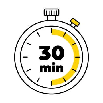30 minutes analog clock icon white background design Stock Illustration