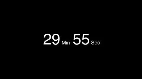 30 minutes countdown clock timer animation. From 29 to 30 minute, digital countd Video stock 342407894
