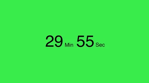 30 minutes countdown clock timer animation. From 29 to 30 minute, digital countd 스톡 동영상 342407895