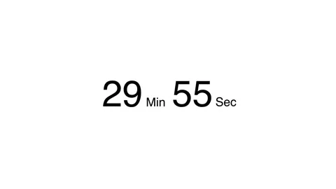 30 minutes countdown clock timer animation. From 29 to 30 minute, digital countd Stock-Footage 342407897