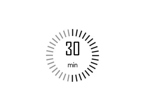 The 30 minutes, stopwatch, digital timer. clock and watch, Vector illustration. Stock Illustration