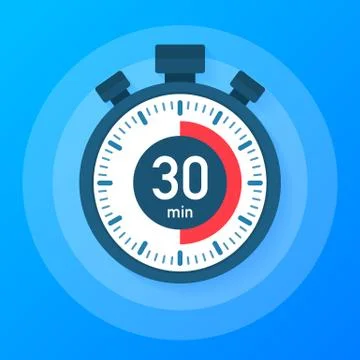 The 30 minutes, stopwatch vector icon. Stopwatch icon in flat style, timer on Illustrazione stock