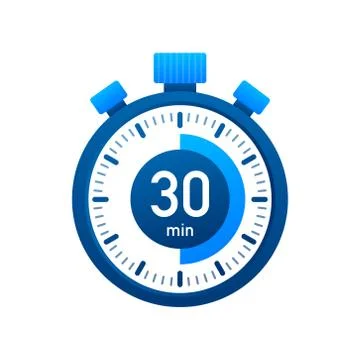 The 30 minutes, stopwatch vector icon. Stopwatch icon in flat style, timer on Stock Illustration
