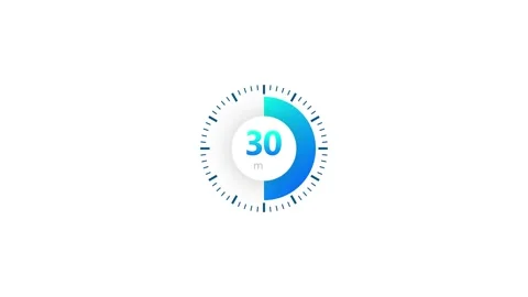 The 30 minutes timer. Stopwatch icon in flat style. Illustration. Stock Footage 162279246