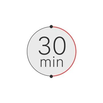 30 minutes timer, stopwatch or countdown icon. Time measure. Chronometr icon Illustrazione stock