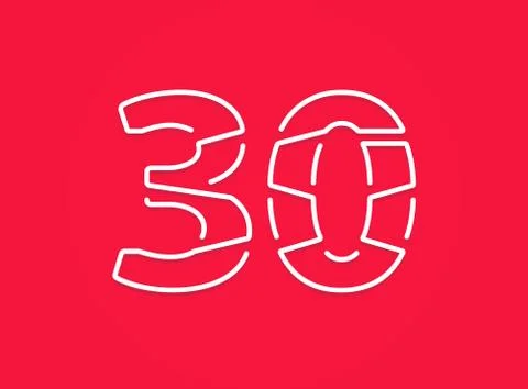 30 number. Modern trendy, creative style design. For logo, brand label, desig Stock Illustration