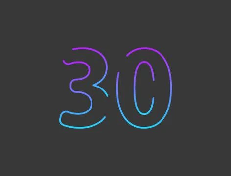 30 number, outline stroke gradient font. Trendy, dynamic creative style desig Stock Illustration