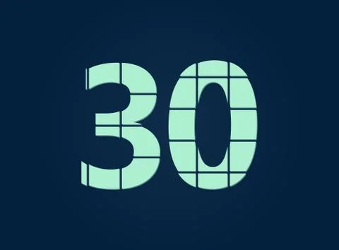 30 number, vector desing font.  Made of knife cut. For logo, brand label, des Illustrazione stock