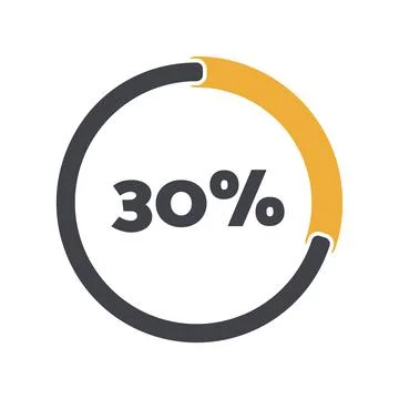 30 percent chart. Vector percentage infographics. Circle isolated icon Stock Illustration