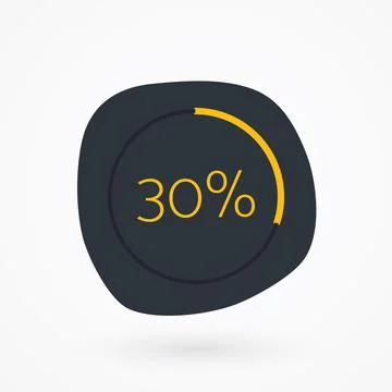 30 percent chart. Vector percentage infographic element. Gray Yellow isolated Stock Illustration