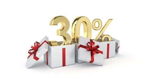 30 percent discount. 3d rendering Stock Illustration