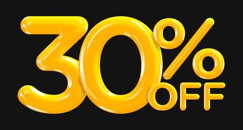 30 percent Off. Discount creative composition of golden or yellow balloons. Stock Illustration