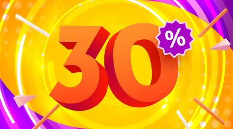 30 percent Off. Discount creative composition. 3d mega sale symbol with Stock Illustration