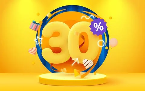 30 percent Off. Discount creative composition. Sale symbol with decorative Stock Illustration