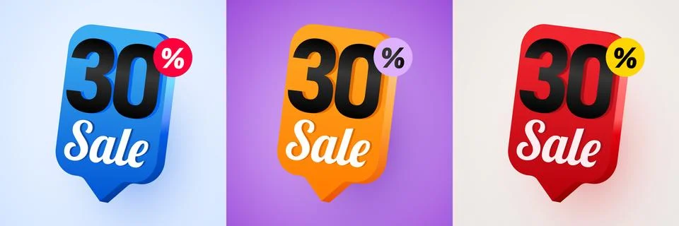 30 percent Off. Discount creative composition. Mega Sale. Stock Illustration