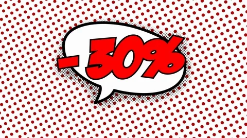 30 percent discount text in speech balloon Stock Footage 88335022
