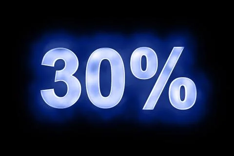 30 percent in glowing numerals on blue Stock Illustration