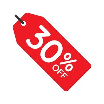 30 percent off tag vector icon on white background Stock Illustration