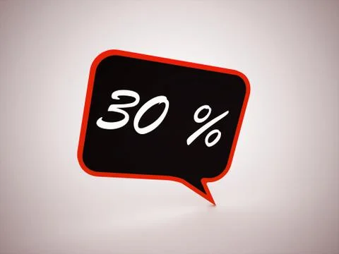 30 percent text on speech bubble rendered Stock Illustration