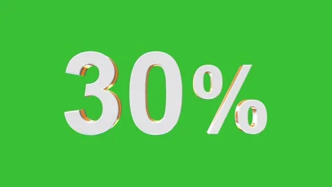 30 Percentage 3D Rotating Animation with Green Screen Background Video stock 320120898