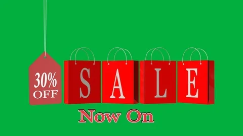 30% Off pice tag and shopping bag sale animation Stock Footage 108582853