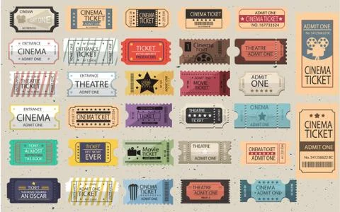 30 Retro tickets set Stock Illustration