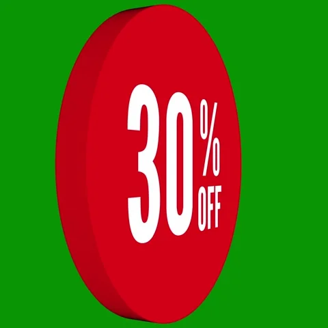 30% Off Sale Sticker - Spinning Loop Animation Green Screen Chroma Key Stock Footage 320902491