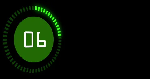 30 sec count down animation. neon color pop style counter, timer on black backro Video stock 297432082