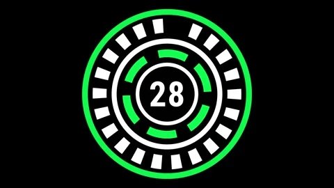30-sec green and white gear-style countdown on black background Stock Footage 334100569