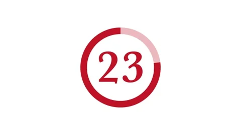 30 sec retro countdown timer with a muted red circle on a white background Stock Footage 311134725