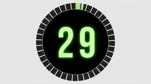 30 second alpha channel Countdown timer with transparent background Stock Footage