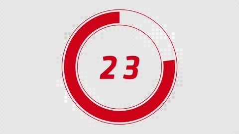 30 second alpha channel red Countdown timer with transparent background Stock Footage 249075449