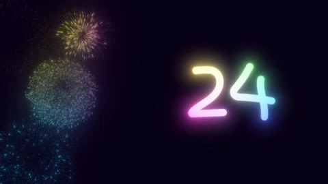 30-second countdown from 30 to 0 with glowing numbers and fireworks. Video stock 315075510