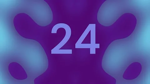 30 Second Countdown with Cyan Purple Liquid Kaleidoscope Background Stock Footage 344846478