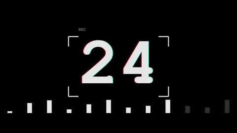 30 Second Countdown Glitch with digital camera recording interface and audio Stock Footage 345629206