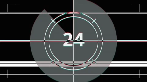 30 Second Countdown Glitch for Retro Film Leader and Digital Distortion Stock Footage 345629304