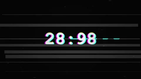 30 Second Countdown Glitch. Thirty second digital countdown timer with glitch Stock Footage 340004038