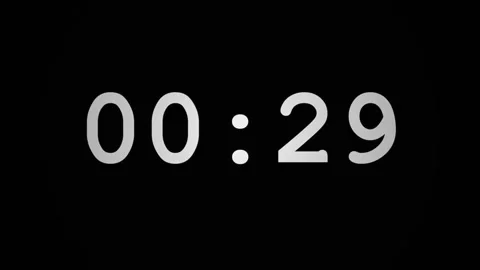 30 Second Countdown Glitch. Thirty second digital countdown timer on black Stock Footage 340009430