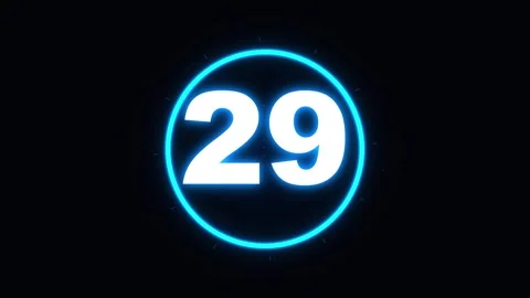 30 Second countdown Neon. Blue Neon Circular 30 Second Digital Countdown Time Stock Footage 340009754