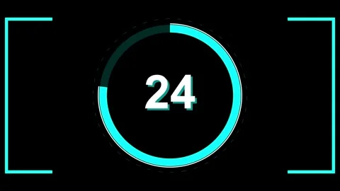30 Second Countdown Neon digital glowing timer display with futuristic light Stock Footage 345641373