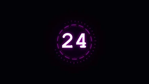 30 Second Countdown Neon featuring vibrant glowing numbers for high-energy Stock Footage 345620558