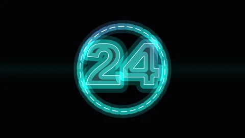30 Second Countdown Neon with glowing purple digits inside a circular frame Stock Footage 345620660
