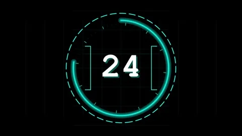 30 Second Countdown Neon light digital timer with vibrant glowing animation f Stock Footage 345641475