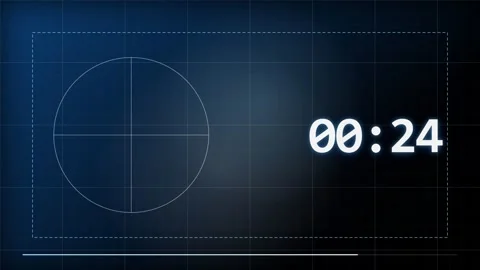 30 Second Countdown Timer - Blue Schematic HUD 4K Animation Stock Footage 340337687