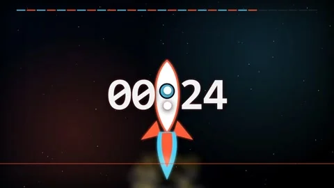 30 Second Countdown Timer - Cartoon Rocket Launch 4K Animation Stock Footage 340337598