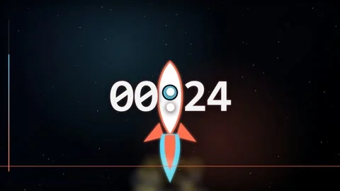 30 Second Countdown Timer - Cartoon Orbital Rocket Launch 4K Animation Vídeo Stock 340338009