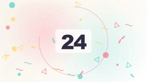 30 Second Countdown Timer - Cute Pastel Memphis 4K Animation Vídeo Stock 340337522