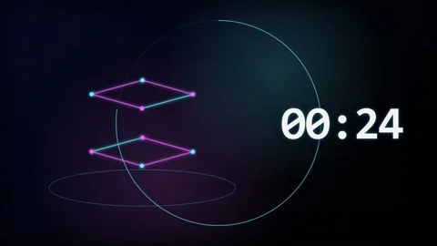 30 Second Countdown Timer - Cyber Cube Signal HUD 4K Animation Stock Footage 340337758