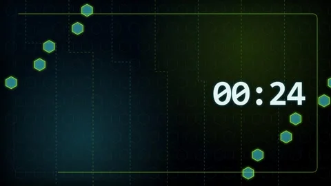 30 Second Countdown Timer - Futuristic Cyber Hexagon 4K Animation Видео 340337627
